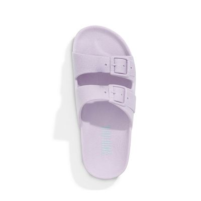 Sandália Slide Infantil Lilás Borracha Com Fivela