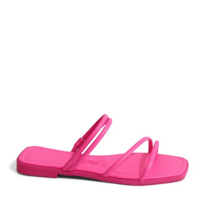 Rasteira Tiras Bico Quadrado Pink