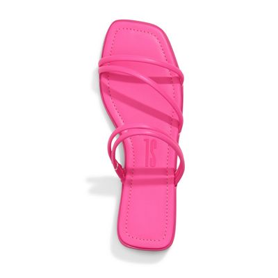 Rasteira Tiras Bico Quadrado Pink