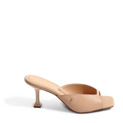 Mule Couro Recorte Nude Rosado