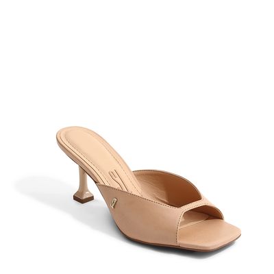 Mule Couro Recorte Nude Rosado