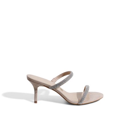Mule Suede Strass Bege