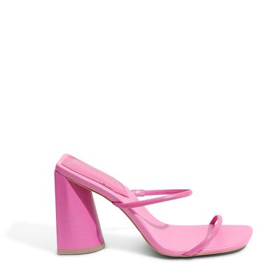 Mule Tiras Salto Alto Rosa