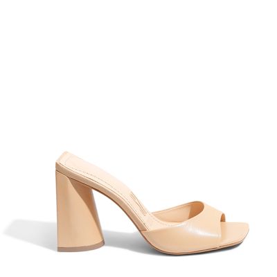 Mule Couro Salto Alto Nude Rosado
