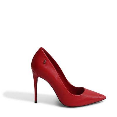 Scarpin Couro Salto Alto Vermelho