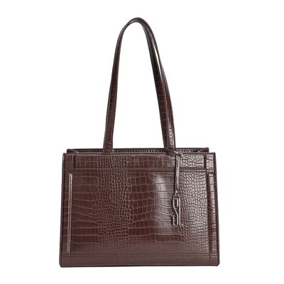 Bolsa Grande Croco Marrom