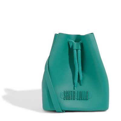 Bolsa Bucket Verde Turquesa Borracha Média