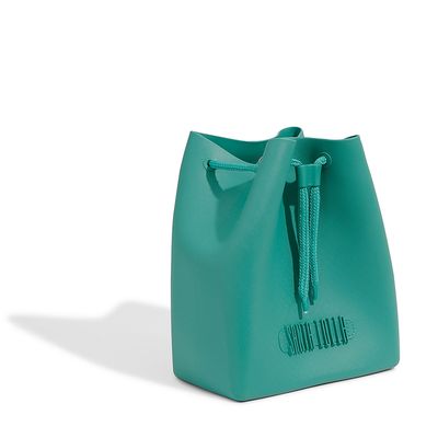 Bolsa Bucket Verde Turquesa Borracha Média