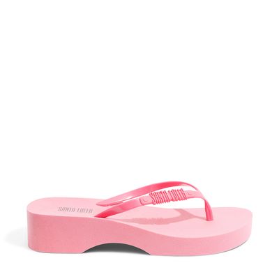 Flip Flop Emborrachada Plataforma Rosa Camélia