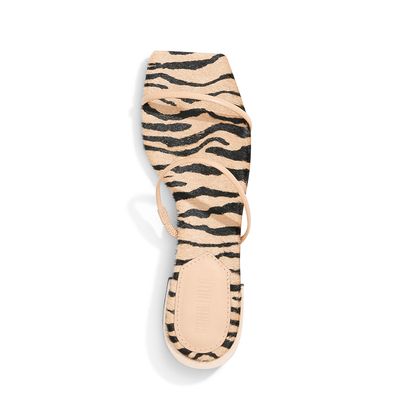 Rasteira Pelo Tigre Preto e Bege