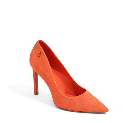 Scarpin Acamurçado Salto Alto Laranja