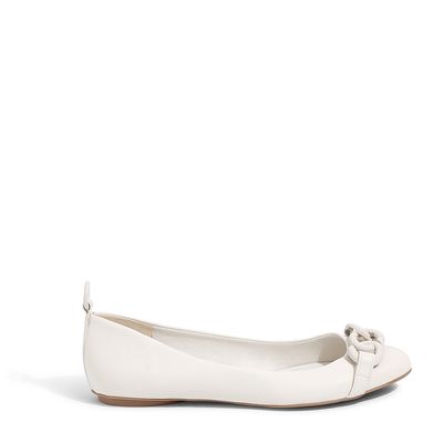Sapatilha Corrente Bico Redondo Off White