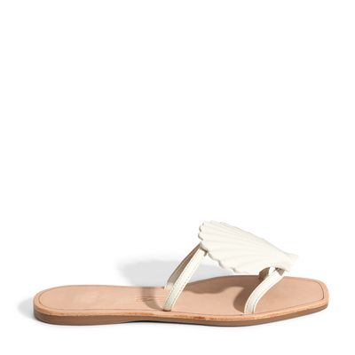 Rasteira Concha Bico Quadrado Off White