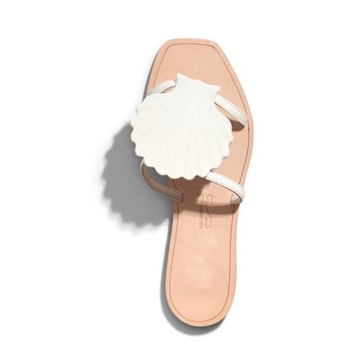 Rasteira Concha Bico Quadrado Off White