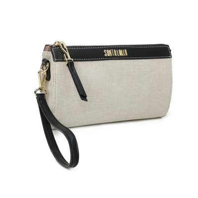 Clutch Linho Preto e Branco