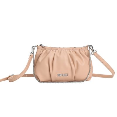 Bolsa Franzida com Correntaria Nude Rosado