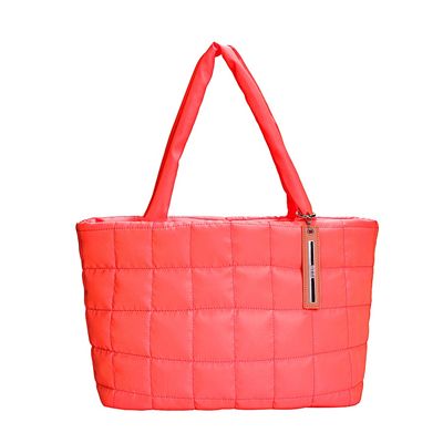 Bolsa Nylon Grande Matelassê Laranja Neon