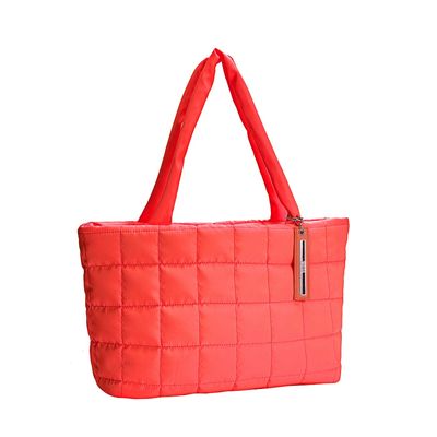 Bolsa Nylon Grande Matelassê Laranja Neon