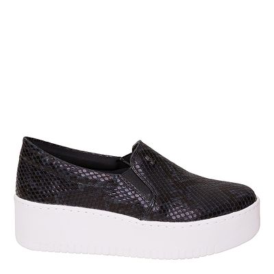 Tênis Slip On Textura Animal Print Preto