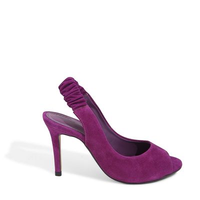 Peep Toe Slingaback Camurça Roxo