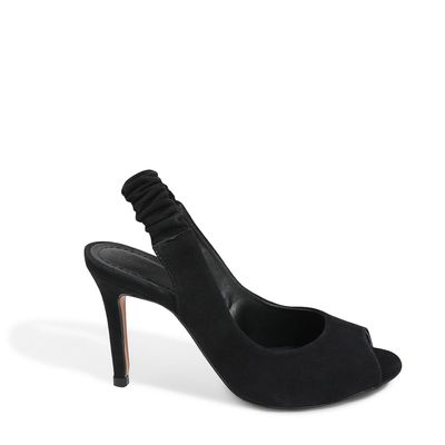 Peep Toe Slingaback Camurça Preto