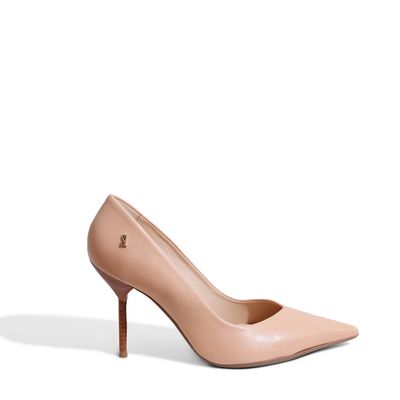 Scarpin Bico Fino Salto Texturizado Nude