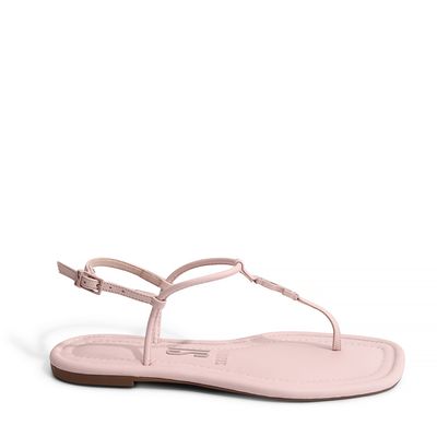 Rasteira Thong Tag Nude Rosado