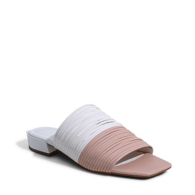 Mule Tiras Múltiplas Branco e Rosa