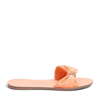 Rasteira Couro Soft Laço Laranja