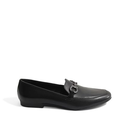 Mocassim Couro Corrente Preta