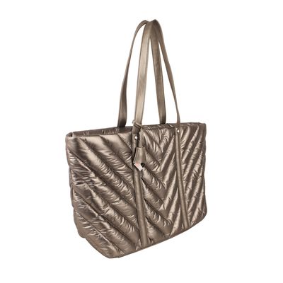 Bolsa Shopper Nylon Metalizada Cinza