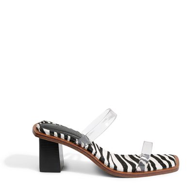 Mule Pelo Tigre Tira Transparente Preto e Branco