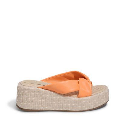 Espadrille Couro Soft Plataforma Laranja