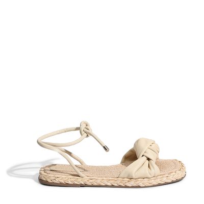 Espadrille Couro Soft Amarração Nude