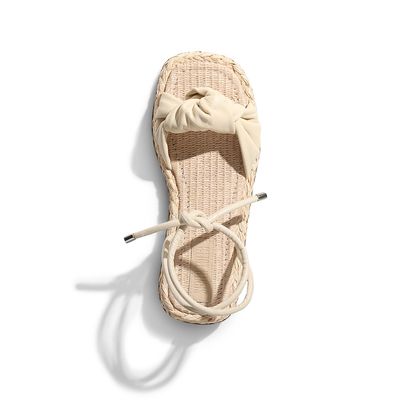 Espadrille Couro Soft Amarração Nude