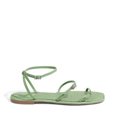 Rasteira Tramada Fivela Verde