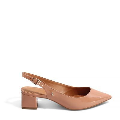 Scarpin Slingback Verniz Bege