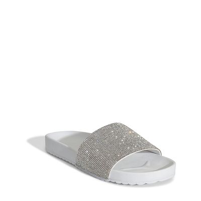 Chinelo Slide Strass Borracha Branca