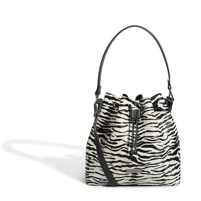 Bolsa Bucket Pelo Tigre Preto e Branco