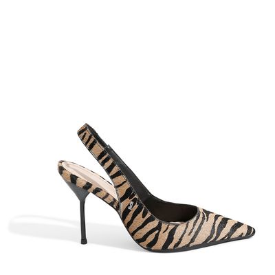Scarpin Slingback Pelo Tigre Bege