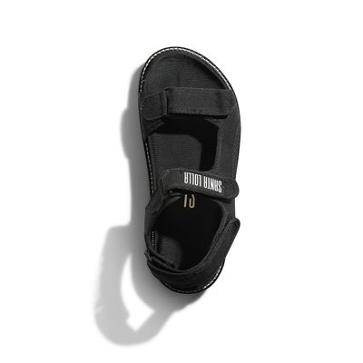 Rasteira Lona Velcro Preta
