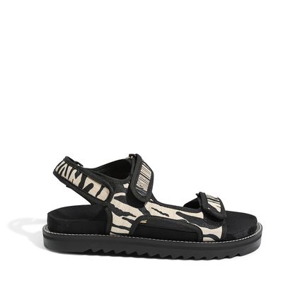 Rasteira Lona Velcro Tigre Preto e Branco