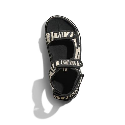 Rasteira Lona Velcro Tigre Preto e Branco