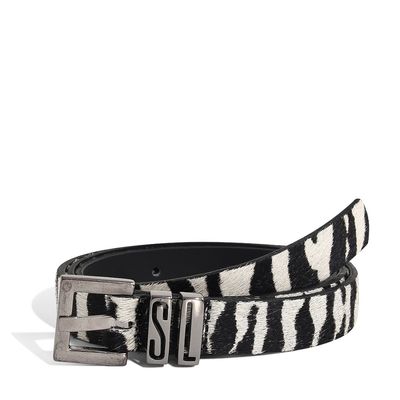 Cinto Couro Pêlo Tigre Preto e Branco