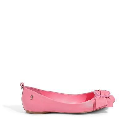 Sapatilha Couro Fivela Redonda Rosa Camélia
