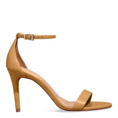 Sandália Verniz Glossy Bege Salto Alto Fino