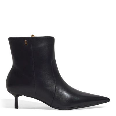 Bota Couro Cano Baixo Preta Bico Fino