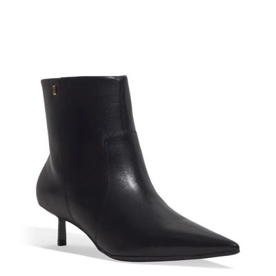 Bota Couro Cano Baixo Preta Bico Fino