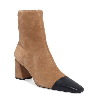 Bota Couro Camurça Cano Médio Marrom E Preto