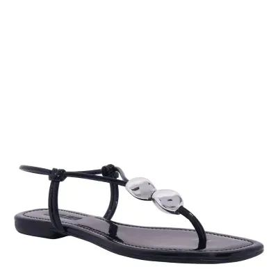 Rasteira Verniz Preto Bico Quadrado